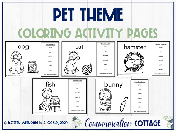 Pet Coloring Activity Pages