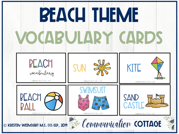 Beach Vocabulary Cards
