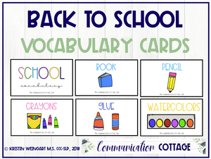 Back to School Vocabulary Cards