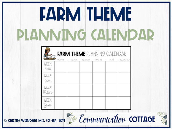 Farm Theme Planning Calendar