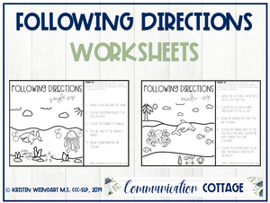 Ocean Theme Following Directions Worksheets