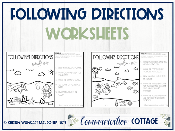 Following Directions Worksheet