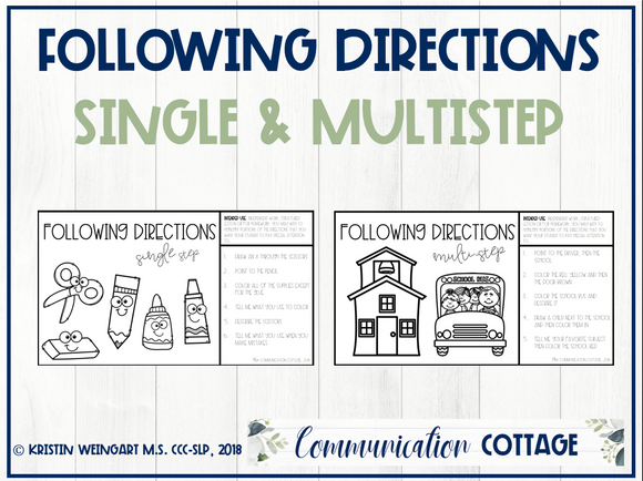 Back to School: Following Directions Worksheets