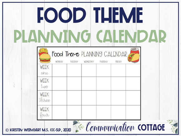 Food Planning Calendar