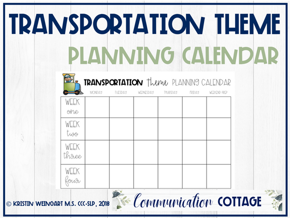 Transportation Planning Calendar