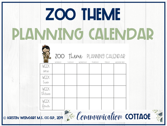 Zoo Planning Calendar