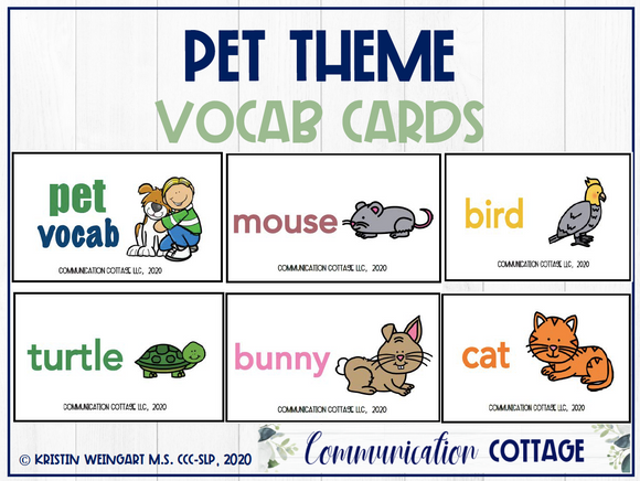Pet Vocabulary Cards