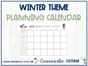 Winter Activities Planning Calendar